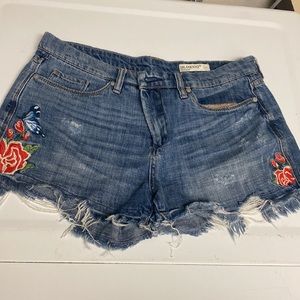 Distressed Denim shorts with embroidery